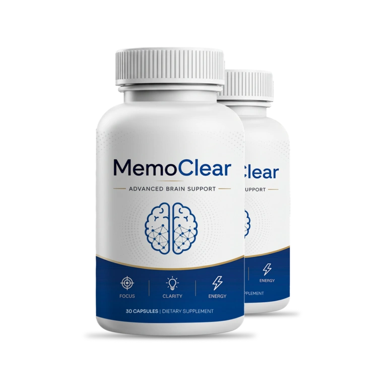 Two bottles of MemoClear brain health supplement for 60 day memory support supply