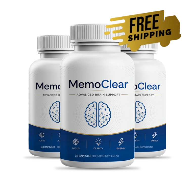 Three bottles of MemoClear supplement, 90 day supply for memory and concentration support